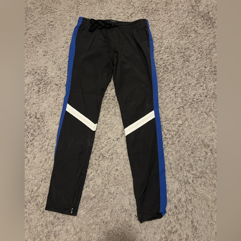 PacSun Black Joggers with Blue Side Panels and White Knee Stripes